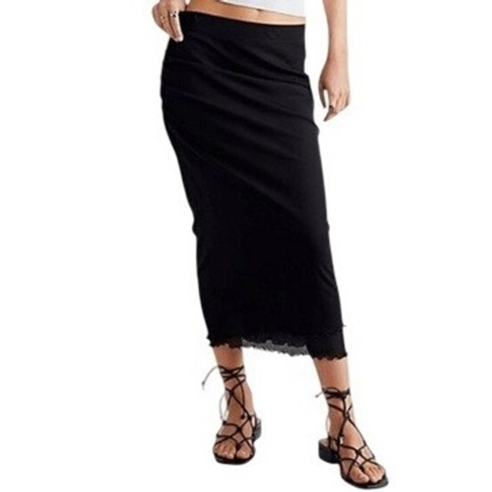 FREE PEOPLE INTIMATELY Top It Off Mesh Half Split Skirt Sky Blue NWOT XS